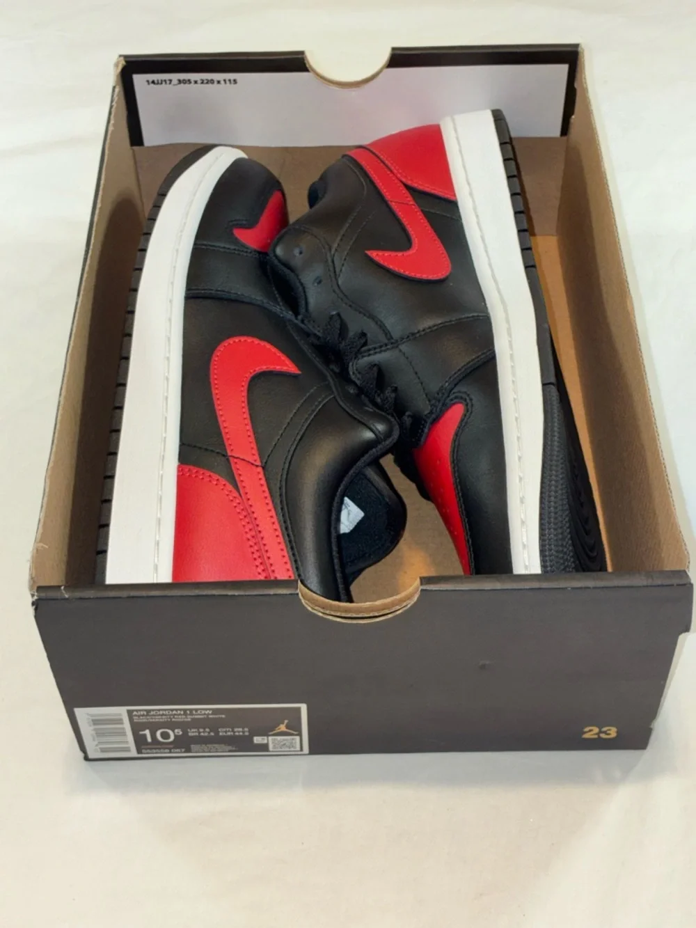 Nike Air Jordan 1 Low Black and Red Sneakers - Picture 8 of 8